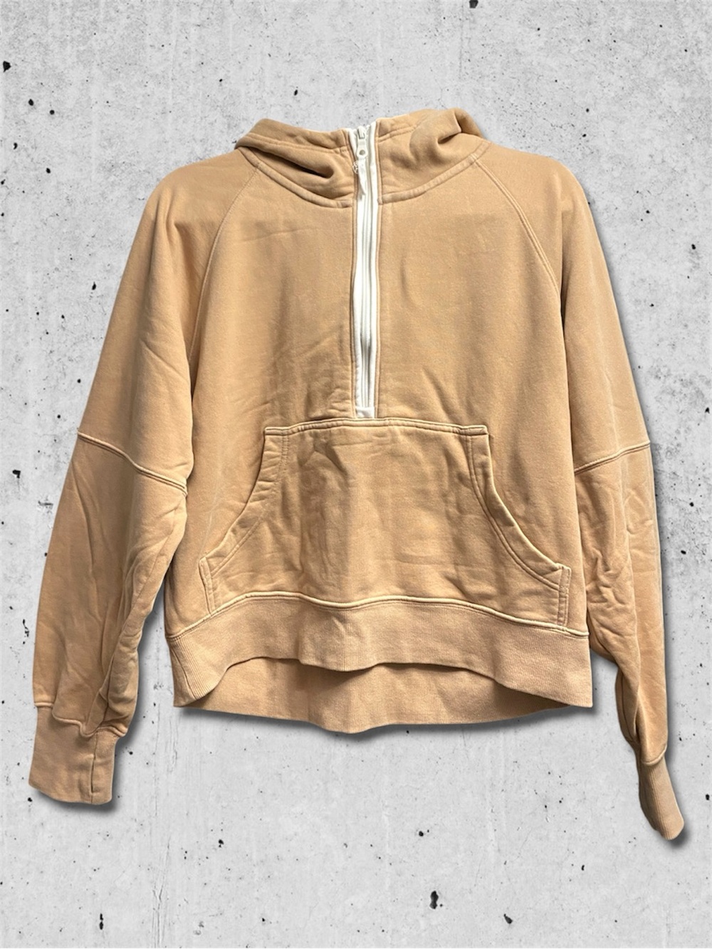 aerie Tan Half-Zip Hooded Sweatshirt